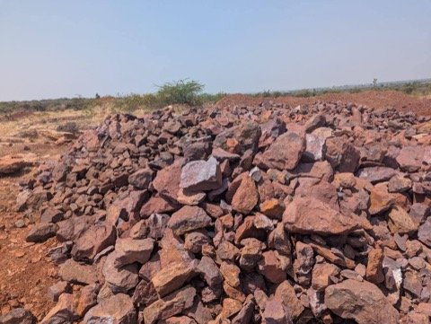 Hematite iron ore lumps stacked at mine head