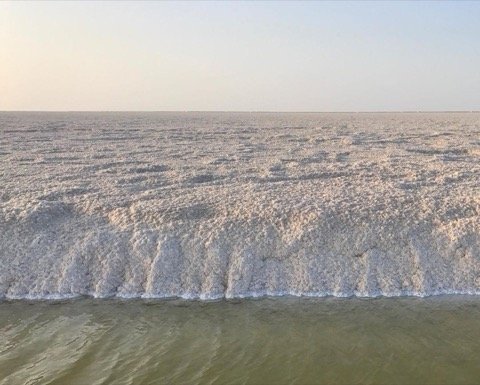 Solar salt evaporation pans, Gujarat coast