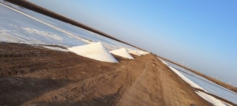 Salt pan harvest bunds at coastal salt field