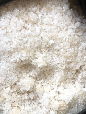 Coarse industrial salt crystals close-up