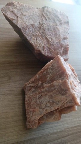 Pink potash feldspar hand specimens