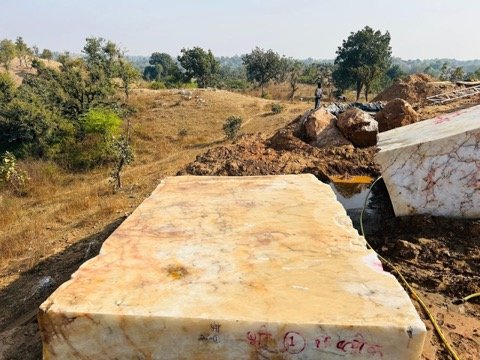 Freshly quarried block at Rajasthan mine