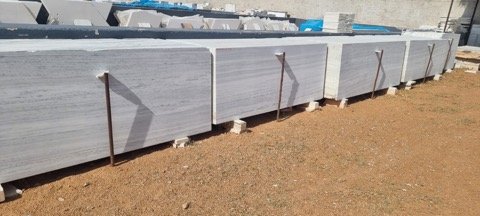 Finished slabs on A-frames awaiting export